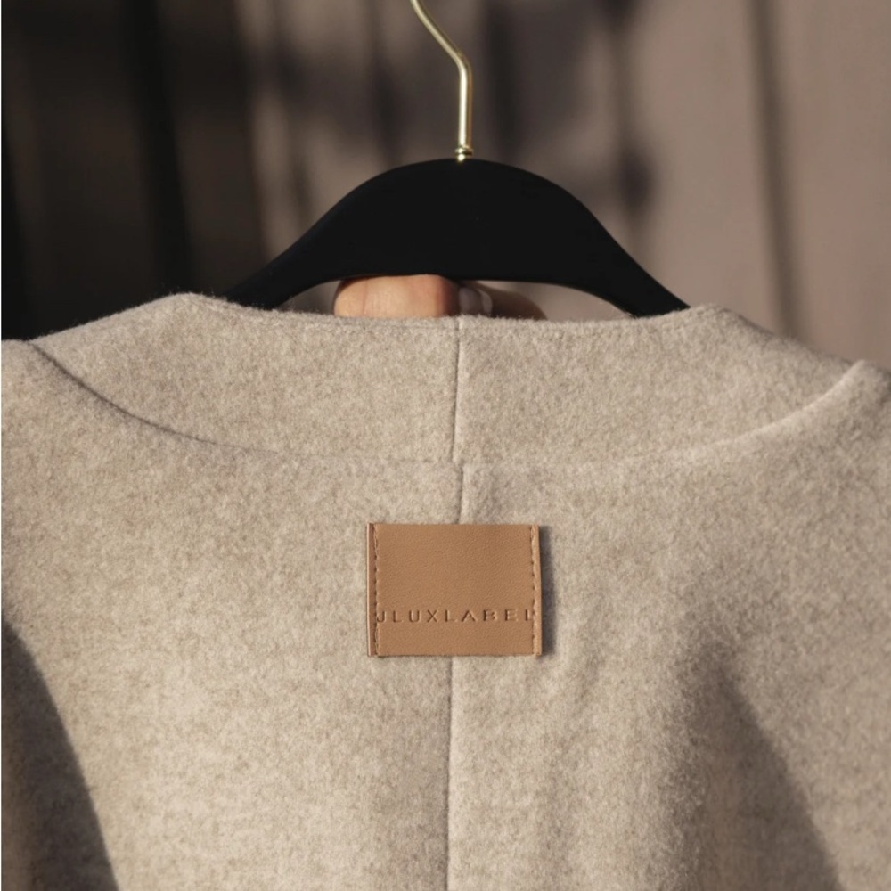 JLUXLABEL Cream Trench Coat with Soft Textured Fabric and Tailored Design